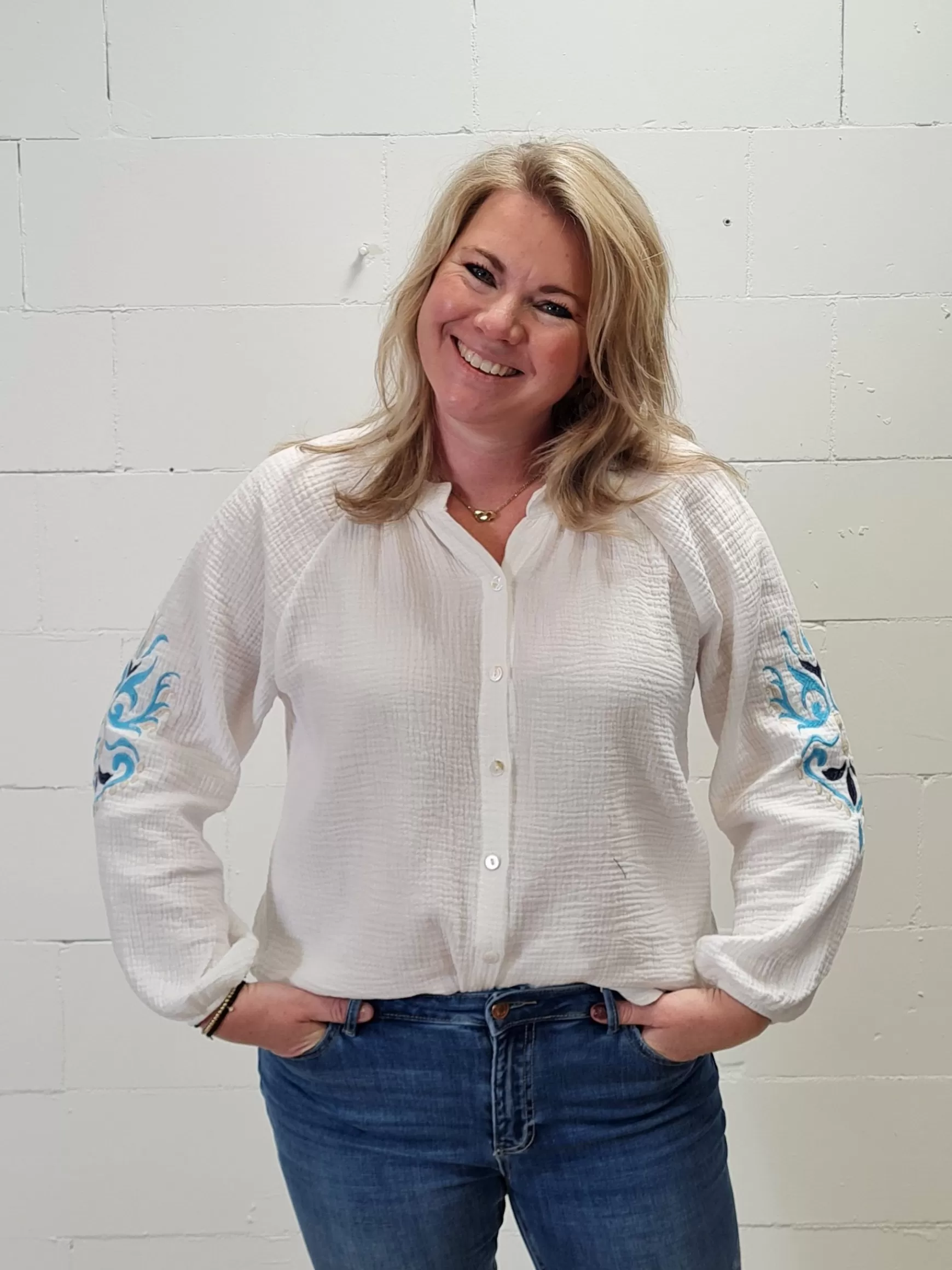 Trendz Blouse Milou Sky Blue Cheap